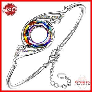 Adjustable Crystal Bangle Bracelet Phoenix Symbol Luck Renewal Gift Women